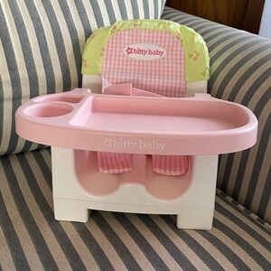 American Girl Bitty Baby High Chair with Pink and Green Accents